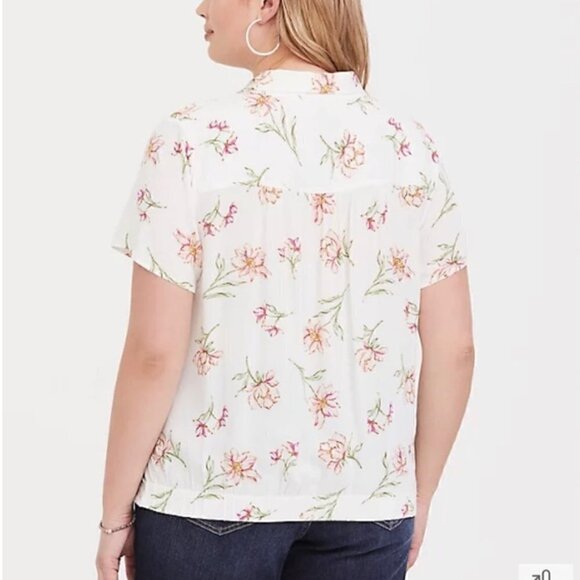 TORRID Floral Button Twist Knot Blouse 1X - Picture 7 of 7